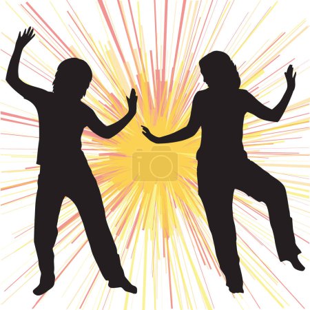 Téléchargez les illustrations : Différentes silhouettes de différentes poses de danse - en licence libre de droit