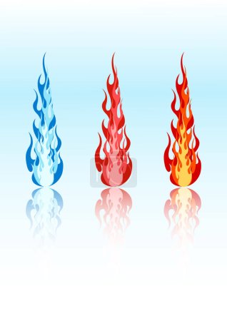 Téléchargez les illustrations : Ensemble de 3 flammes de couleur vectorielle - en licence libre de droit
