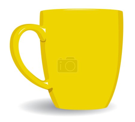 Yellow mug on white background. Vector illustration.