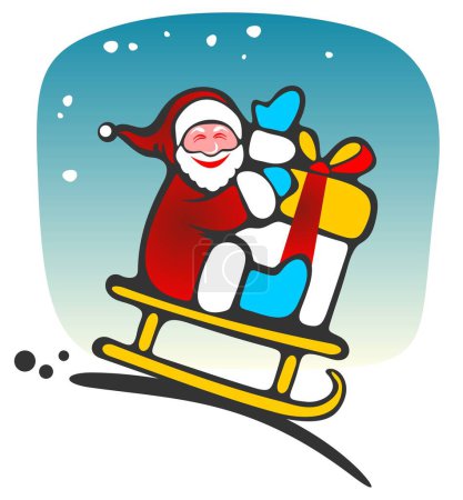 Illustration for Happy Santa Claus on  a blue background. Christmas illustration. - Royalty Free Image