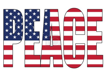 Ilustración de Tipografía de Paz con Bandera de Estados Unidos - Imagen libre de derechos