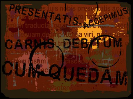 Ilustración de Texto latino Grunge fondo con números grabados en ácido (Vector en capas) - Imagen libre de derechos