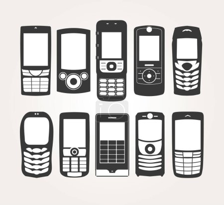 Illustration for Various cellphones outline. image - vector illustration - Royalty Free Image