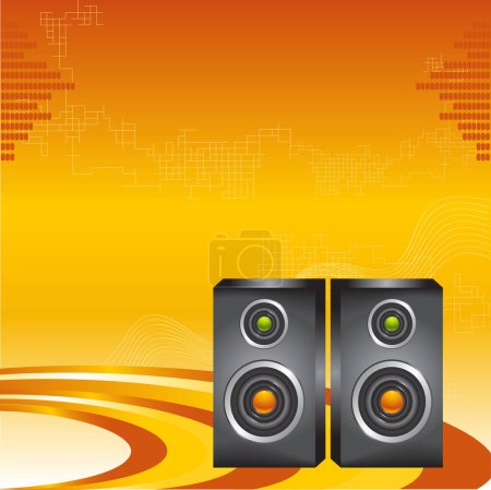 Illustration for Detailed speakers on abstract orange background - Royalty Free Image