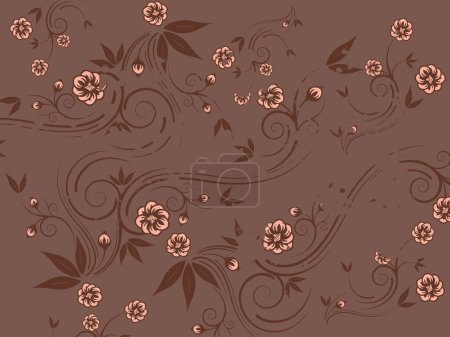 Téléchargez les illustrations : Grungy fond floral avec des fleurs et des courbes, idéal pour les motifs, les éléments de conception, les travaux d'impression, les dessins web et pour d'autres travaux graphiques. - en licence libre de droit