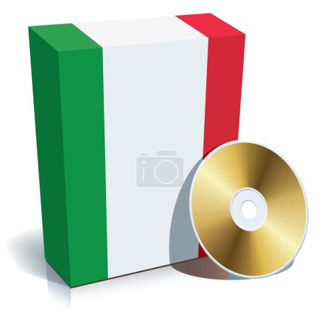 Ilustración de Caja de software italiana con colores de bandera nacional y CD. - Imagen libre de derechos