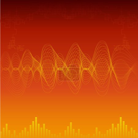 Ilustración de Ilustración de fondo vectorial de ondas sonoras y ecualizador - Imagen libre de derechos
