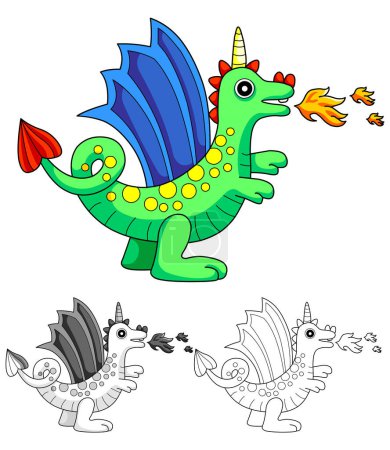 Ilustración de Un vector lindo dragón ilustración. - Imagen libre de derechos