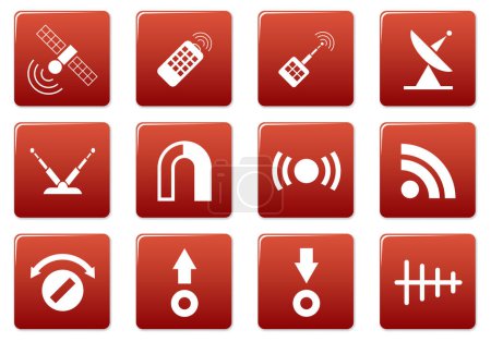 Illustration for Gadget square icons set. Red - white palette. Vector illustration. - Royalty Free Image