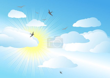 Téléchargez les illustrations : Ciel et soleil / fond vectoriel - en licence libre de droit