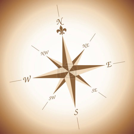 Illustration for Wind rose over brownish and white gradient background - Royalty Free Image