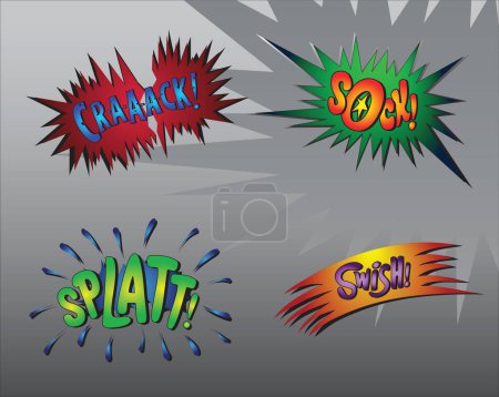 Illustration for Superhero bashing - comic bubbles of super hero fights - Royalty Free Image