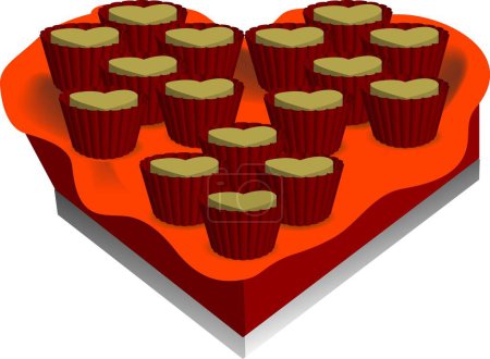 Téléchargez les illustrations : Illustration vectorielle pour une forme d'amour de boîte chocolat - en licence libre de droit