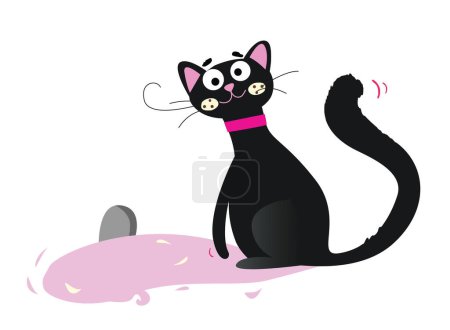 Téléchargez les illustrations : Curieux chaton noir. Illustration vectorielle. - en licence libre de droit