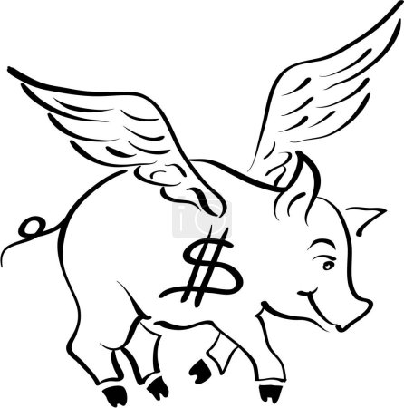 Téléchargez les illustrations : Illustration d'une image en argent de porc - illustration vectorielle - en licence libre de droit