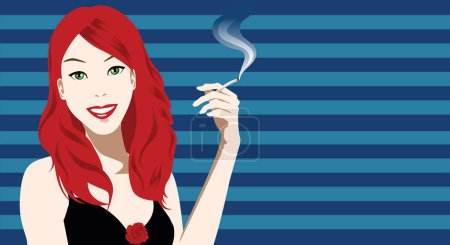 Téléchargez les illustrations : Illustration d'une femme tenant une cigarette - en licence libre de droit