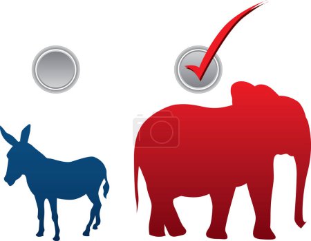 Téléchargez les illustrations : Elections politiques américaines - Républicains contre Démocrates - qui gagneront? - en licence libre de droit