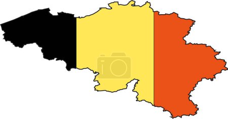 Téléchargez les illustrations : Illustration vectorielle d'une carte et d'un drapeau de Belgique - en licence libre de droit