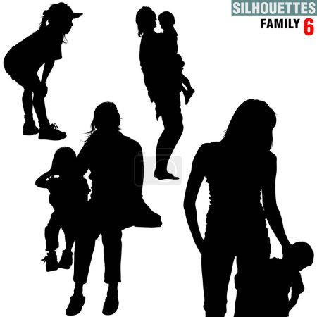 Illustration for Silhouettes - Family 6 - High detailed black and white illustrations. - Royalty Free Image