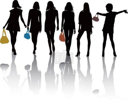 Illustration for Women silhouettes vector illustration - Royalty Free Image