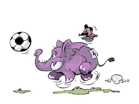 Téléchargez les illustrations : Éléphant joue au football avec grand ballon - en licence libre de droit