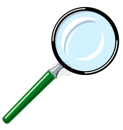 Illustration for Vector illustration of a magnifying glass with green handle. - Royalty Free Image