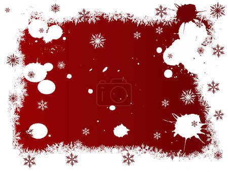Ilustración de Frontera de copos de nieve sobre fondo rojo con Copyspac - Imagen libre de derechos