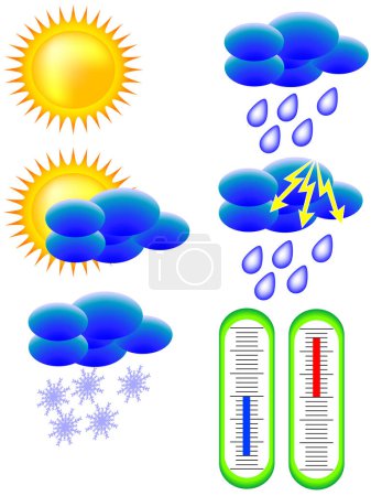 Illustration for The sun and clouds - an icon for a designation of weather in a vector - Royalty Free Image