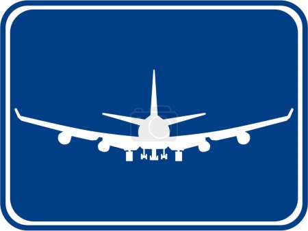 Ilustración de Silueta de un avión con fondo azul. - Imagen libre de derechos