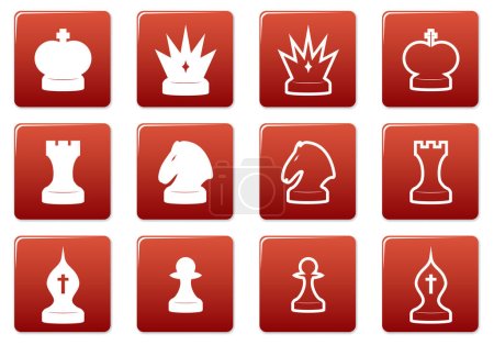 Illustration for Chess square icons set. Red - white palette. Vector illustration. - Royalty Free Image
