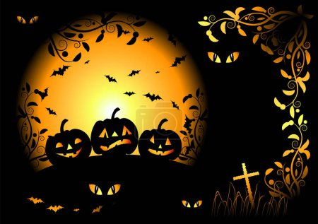 Téléchargez les illustrations : Fond nuit Halloween, illustration vectorielle - en licence libre de droit