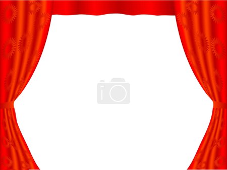 Illustration for Red curtain a frame on a white background - Royalty Free Image