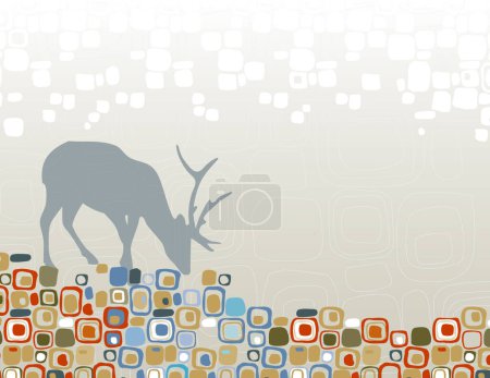 Illustration for Abstract deer in wilderness design motif. Easy-edit layered file. - Royalty Free Image