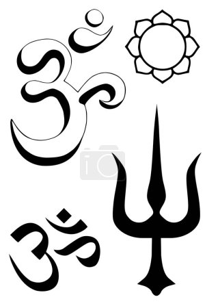 Téléchargez les illustrations : Image de symboles religieux hindous - illustration vectorielle - en licence libre de droit