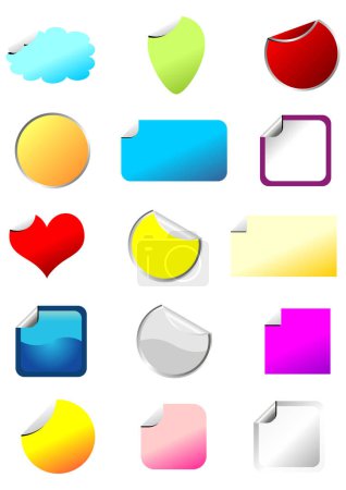 Ilustración de Promo pegatinas conjunto con diferentes colores y formas - Imagen libre de derechos