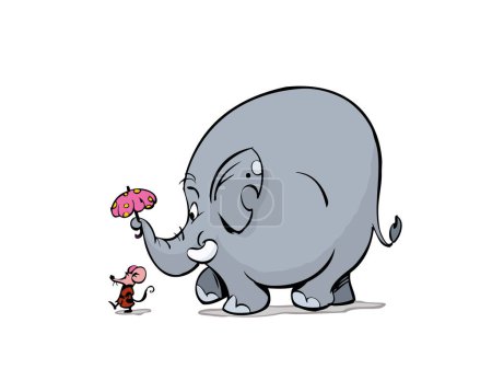 Téléchargez les illustrations : Dame souris et éléphant marche - en licence libre de droit