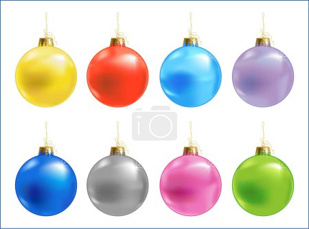 Téléchargez les illustrations : Boule de Noël vectorielle différente de huit couleurs, illustration vectorielle - en licence libre de droit