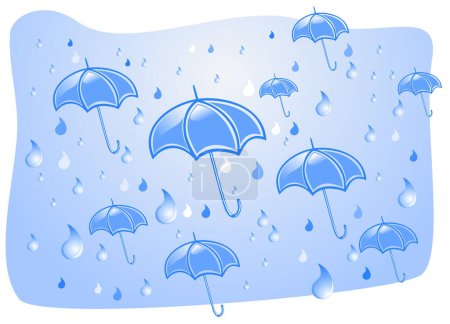 Illustration for Downpour and umbrellas in the summer - Royalty Free Image