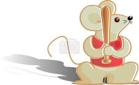 Ilustración de Ilustración vectorial para un ratón como jugador de béisbol - Imagen libre de derechos