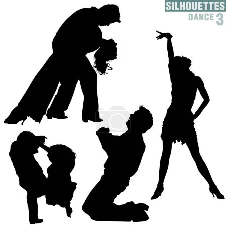 Téléchargez les illustrations : Silhouettes Dance 03 - Illustration vectorielle détaillée. - en licence libre de droit
