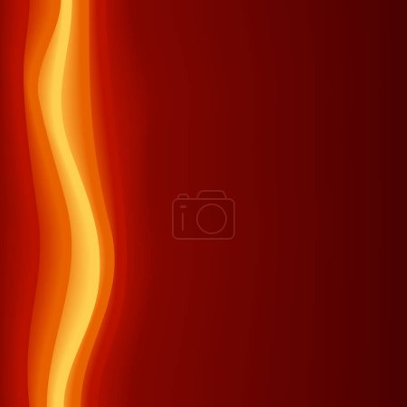 Illustration for Square dark red background with modern abstract curves in bright yellow, orange, red. 5 global colors, use of blends and clipping masks. - Royalty Free Image