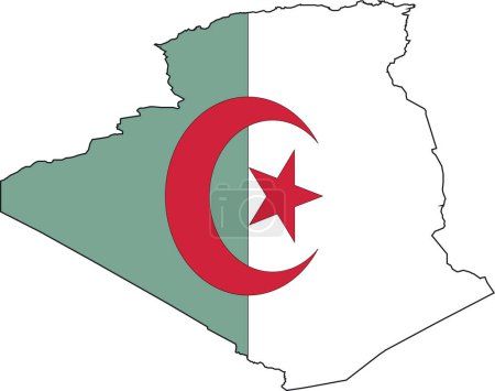 Illustration for Illustration Vector of a Map and Flag from Algeria - Royalty Free Image