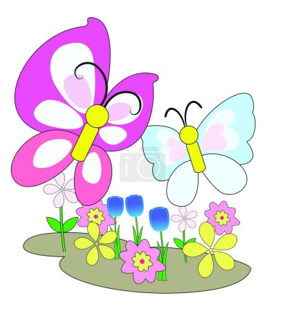 Ilustración de Vector de mariposas de dibujos animados - Imagen libre de derechos