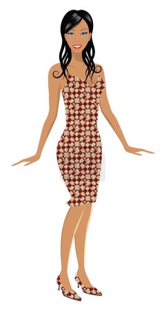 Illustration for Detaily illustrated fashion girl - Royalty Free Image