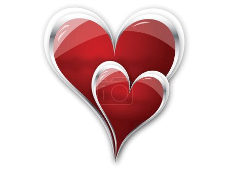 Illustration for Two Illustrated Hearts Isolated with white background - Royalty Free Image