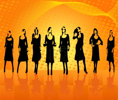 Illustration for Fashion girls artistic vector silhouettes - Royalty Free Image