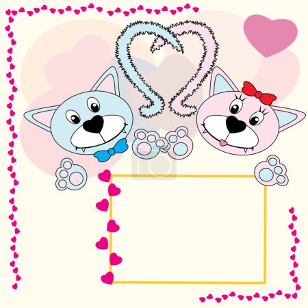 Illustration for Collection of falling in love animals over cute background with hearts - Royalty Free Image