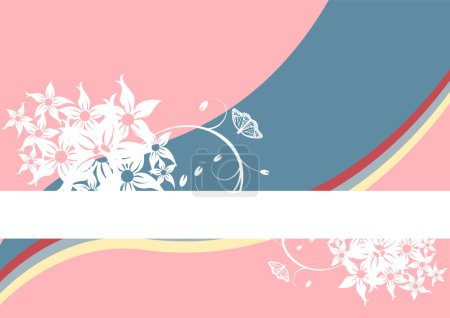 Illustration for Stripes ornamented with flowers and copy space available - Royalty Free Image