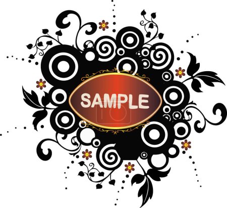 Illustration for Grunge banner with circles and floral elements - vector - Royalty Free Image