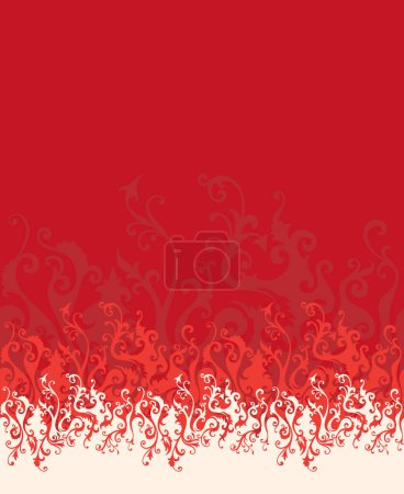 Ilustración de Ornamento floral vector en estilo de llama (horizontal sin costuras) - Imagen libre de derechos